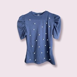 Navy Blue Pearl Top